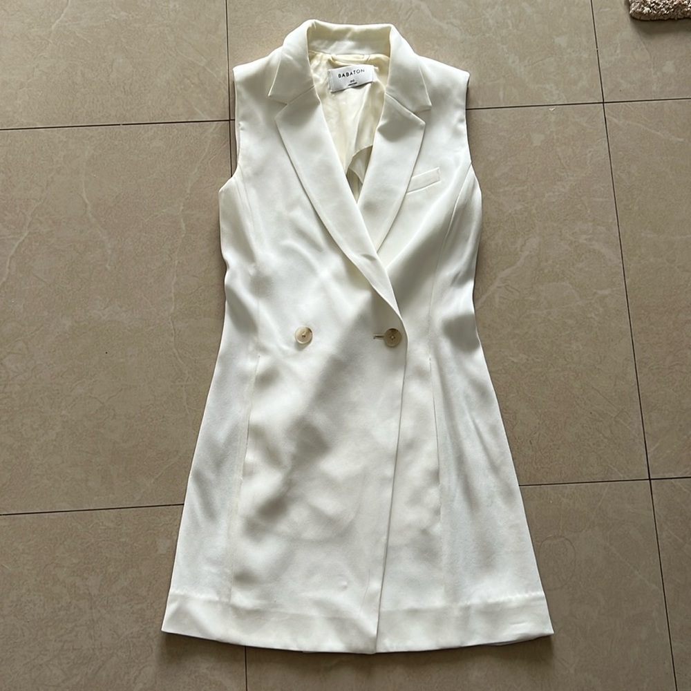 Aritzia White Vest 00 |Minimal Clean Girl Tailored Mini Dress look, quiet luxury